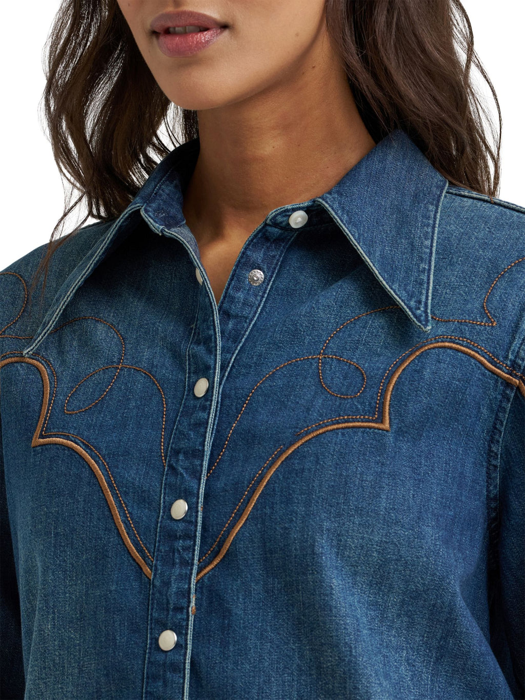 Tess Dramatic Collar Denim Shirt