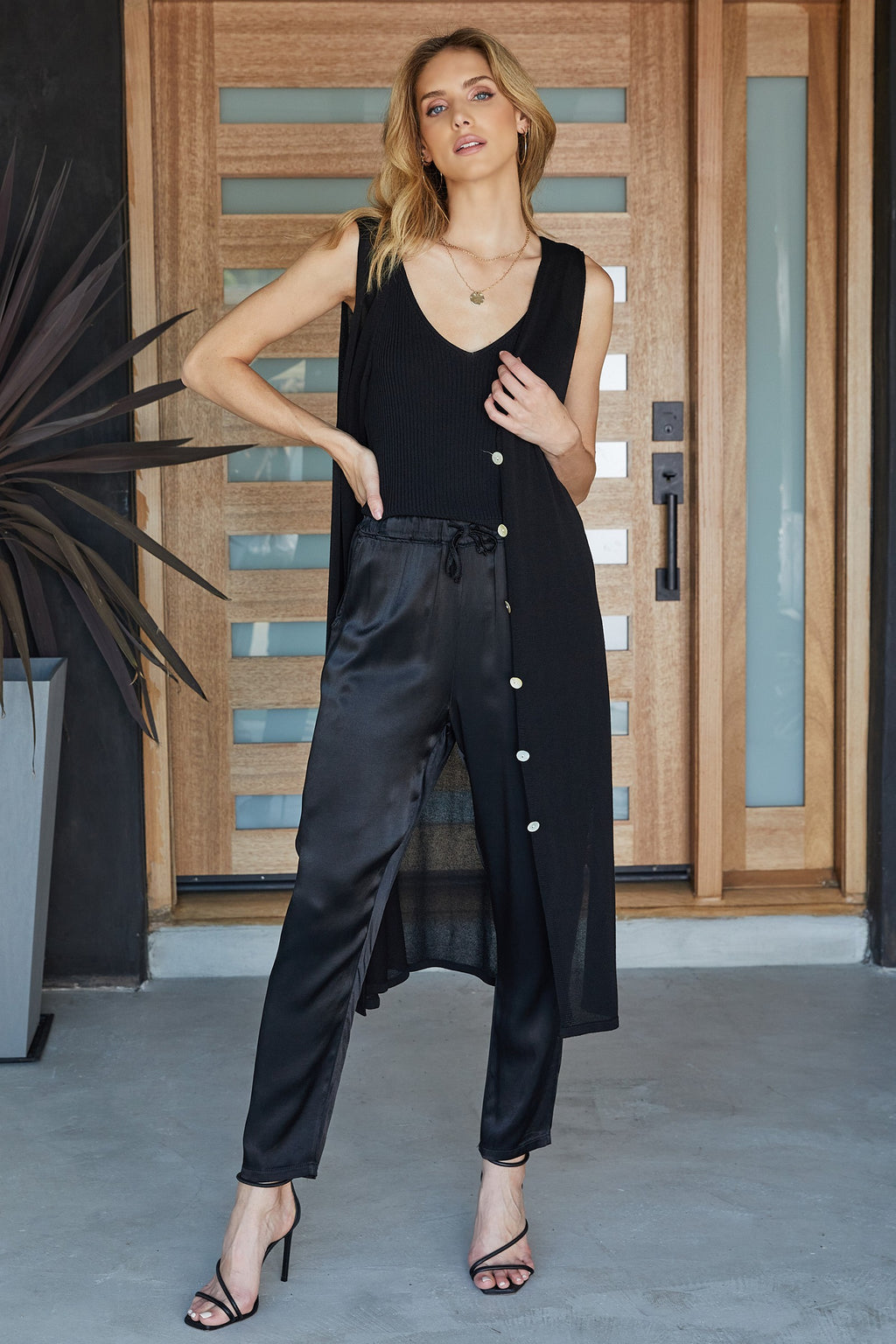 Phoebe Italian Viscose Sleeveless Cardigan