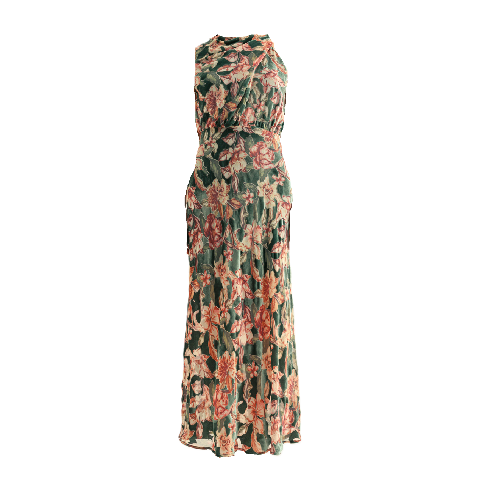 Veda Burnout Velvet Draped Maxi Dress
