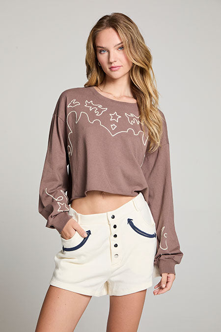 Western Bubble Sleeve Top