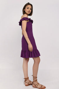 Violet Cotton Ruffle Dress