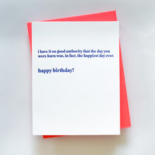 Load image into Gallery viewer, Good Authority Birthday Card